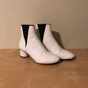 Rebecca Minkoff white pebbled leather booties